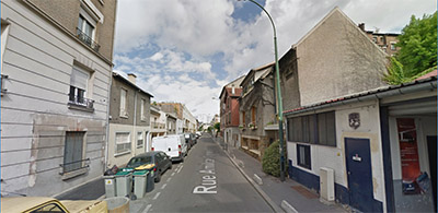 Saint-Ouen. Rue Amilcar Cipriani (StreetView, 2016, de même que toutes les photos de cet article)  en grand format (nouvelle fenêtre)