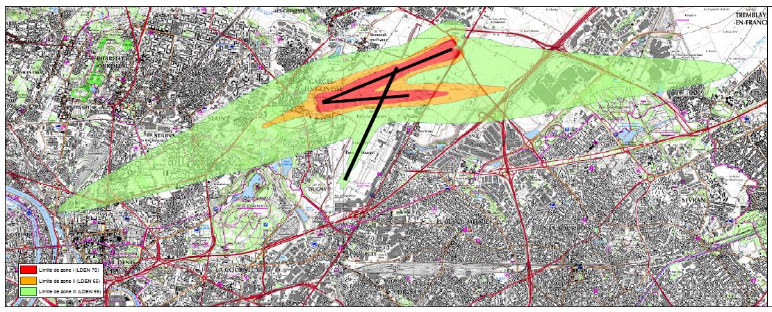 Le plan de gêne sonore de l’aéroport du Bourget