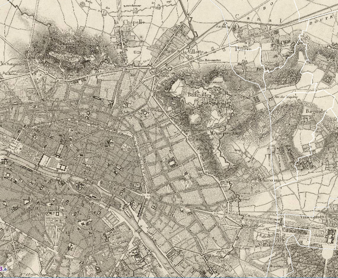 Carte de 1815 (les frontières actuelles sont en blanc)
