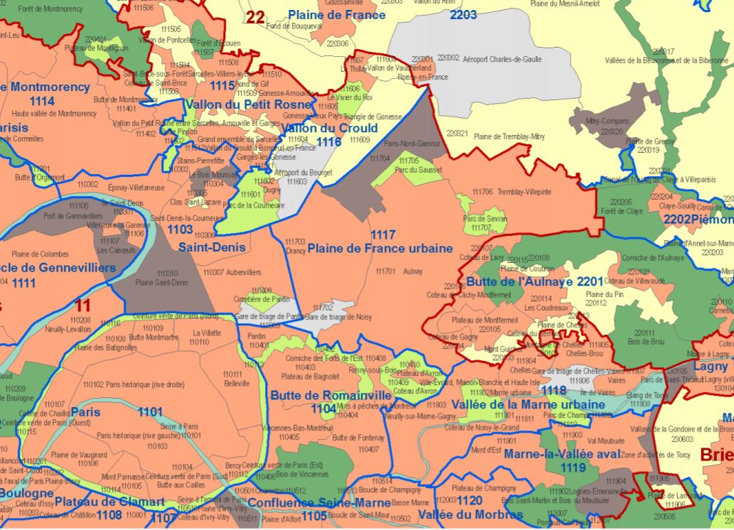 Les unités paysagères définies par l’IAU à l’échelle de la région