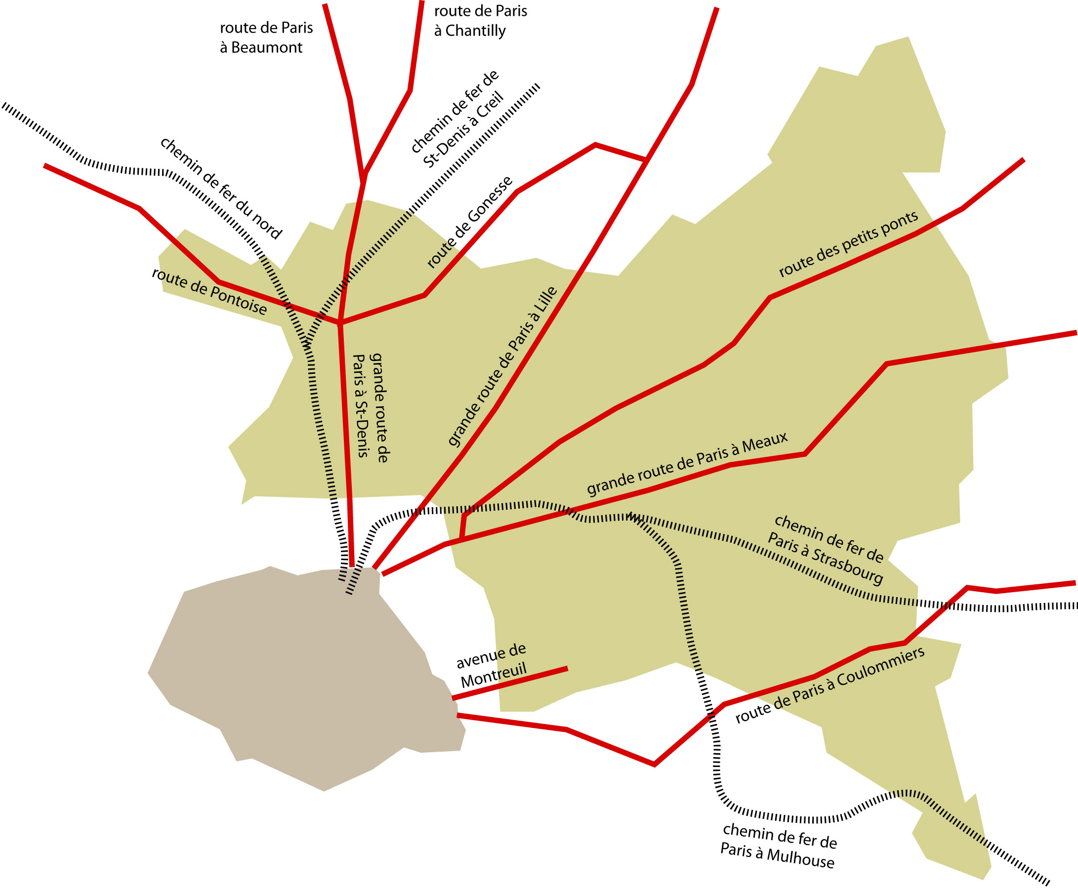 Les grandes « routes » figurées dans l’atlas Trudaine